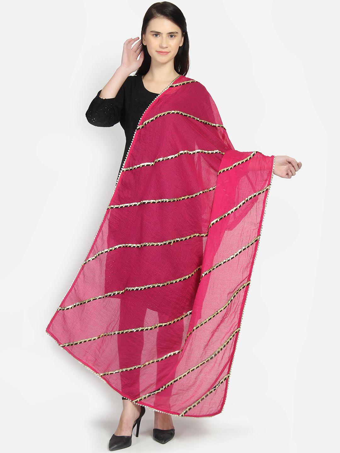 amraoo pink & gold-toned embroidered dupatta