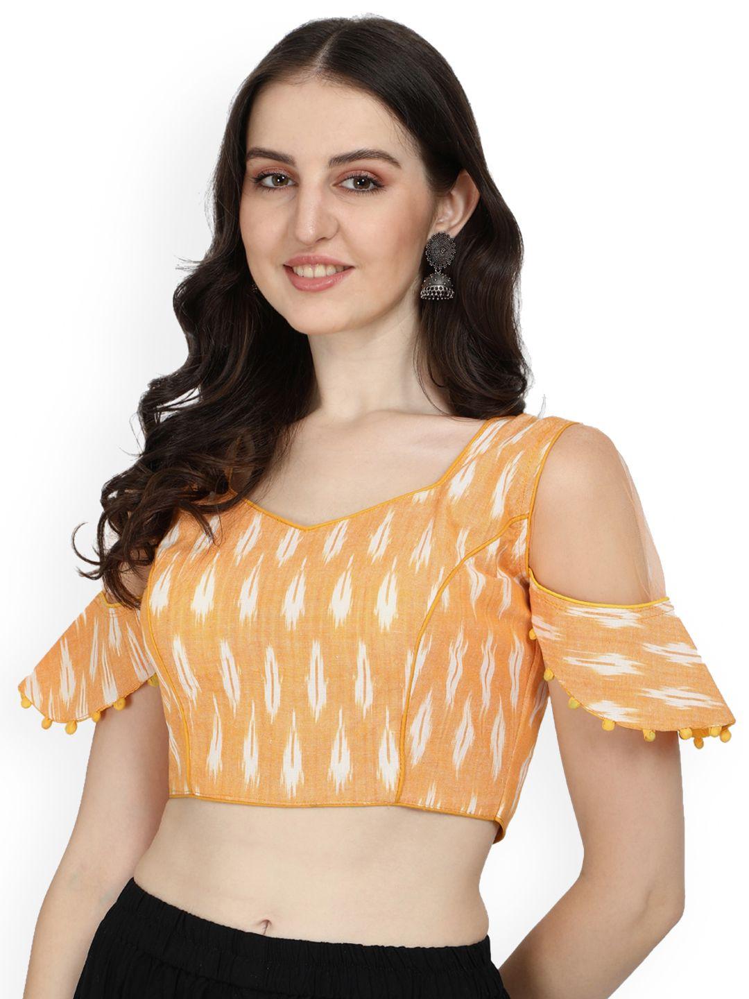 amrutam fab cotton printed saree blouse