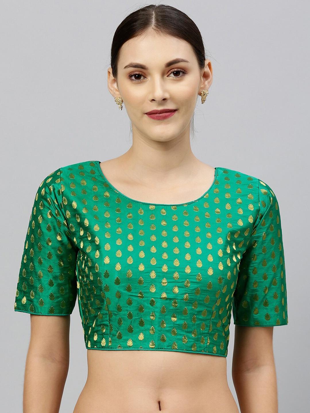 amrutam fab green zari saree blouse