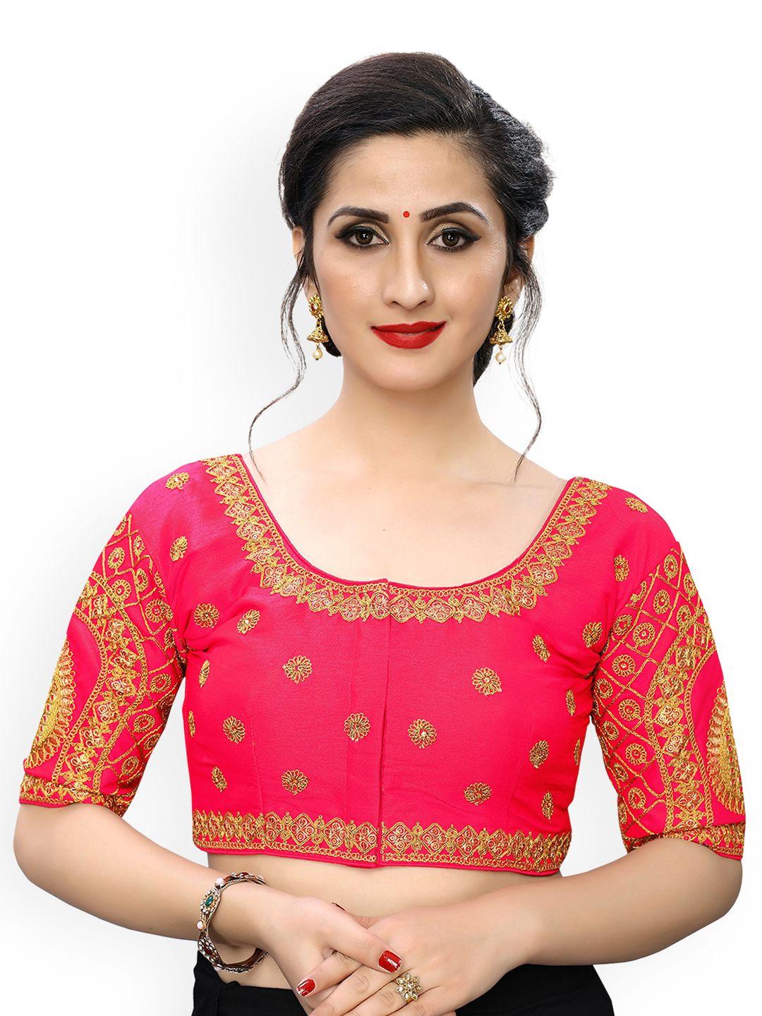 amrutam fab floral embroidered panthom silk saree blouse