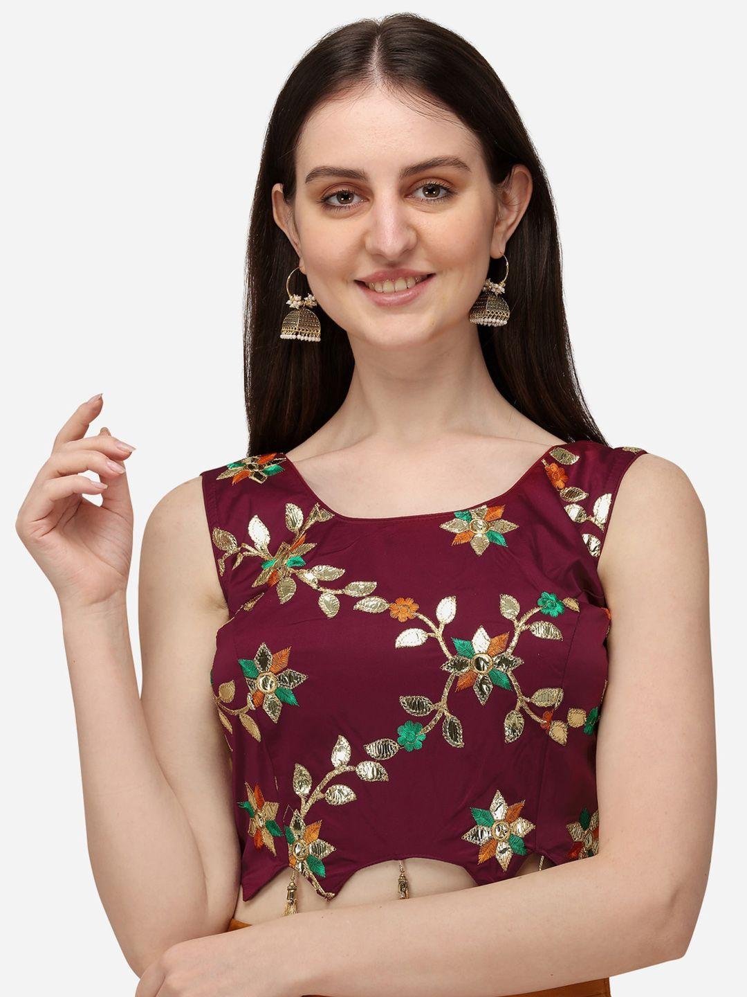 amrutam fab maroon embroidered silk saree blouse