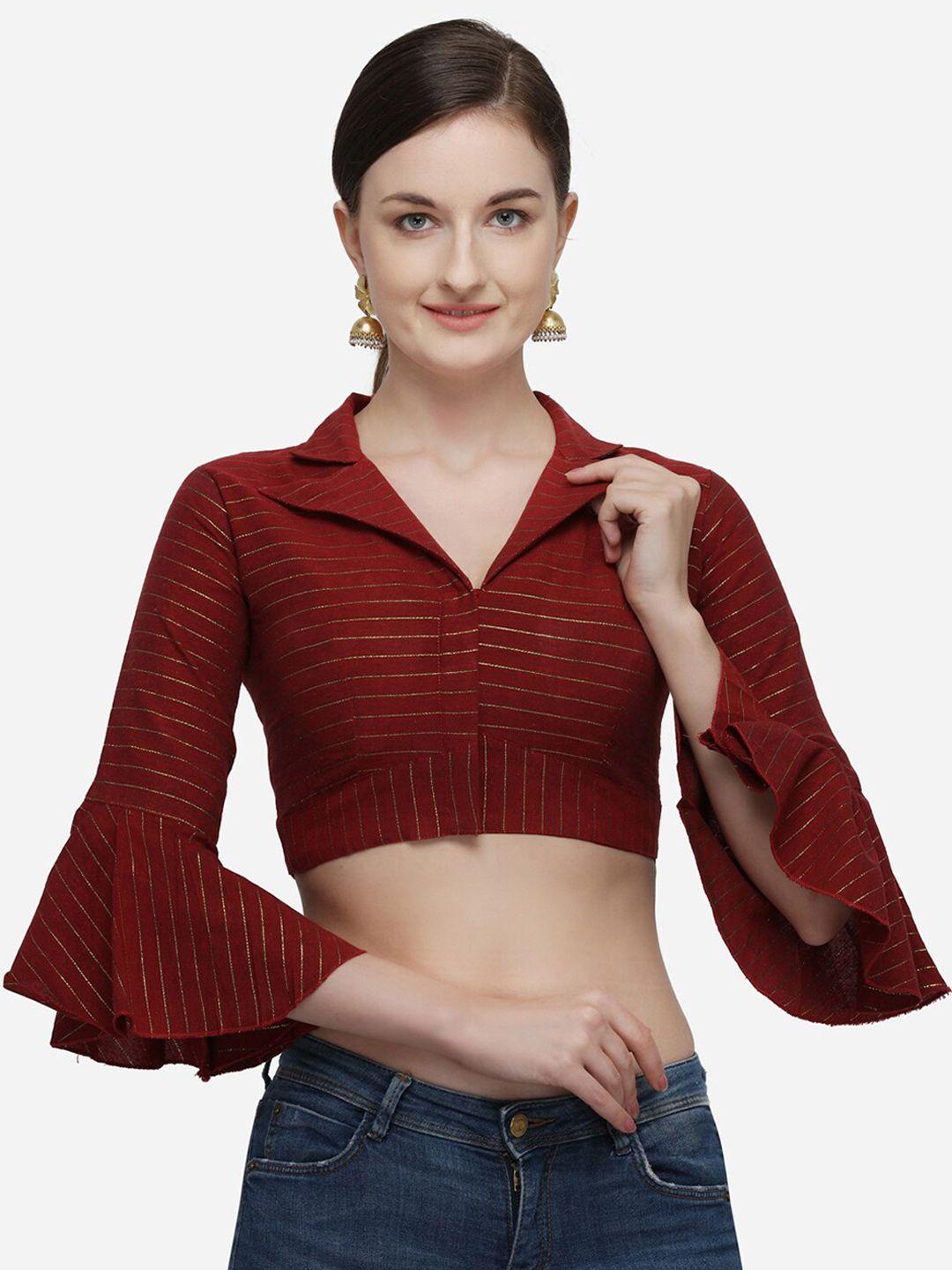 amrutam fab maroon printed saree blouse