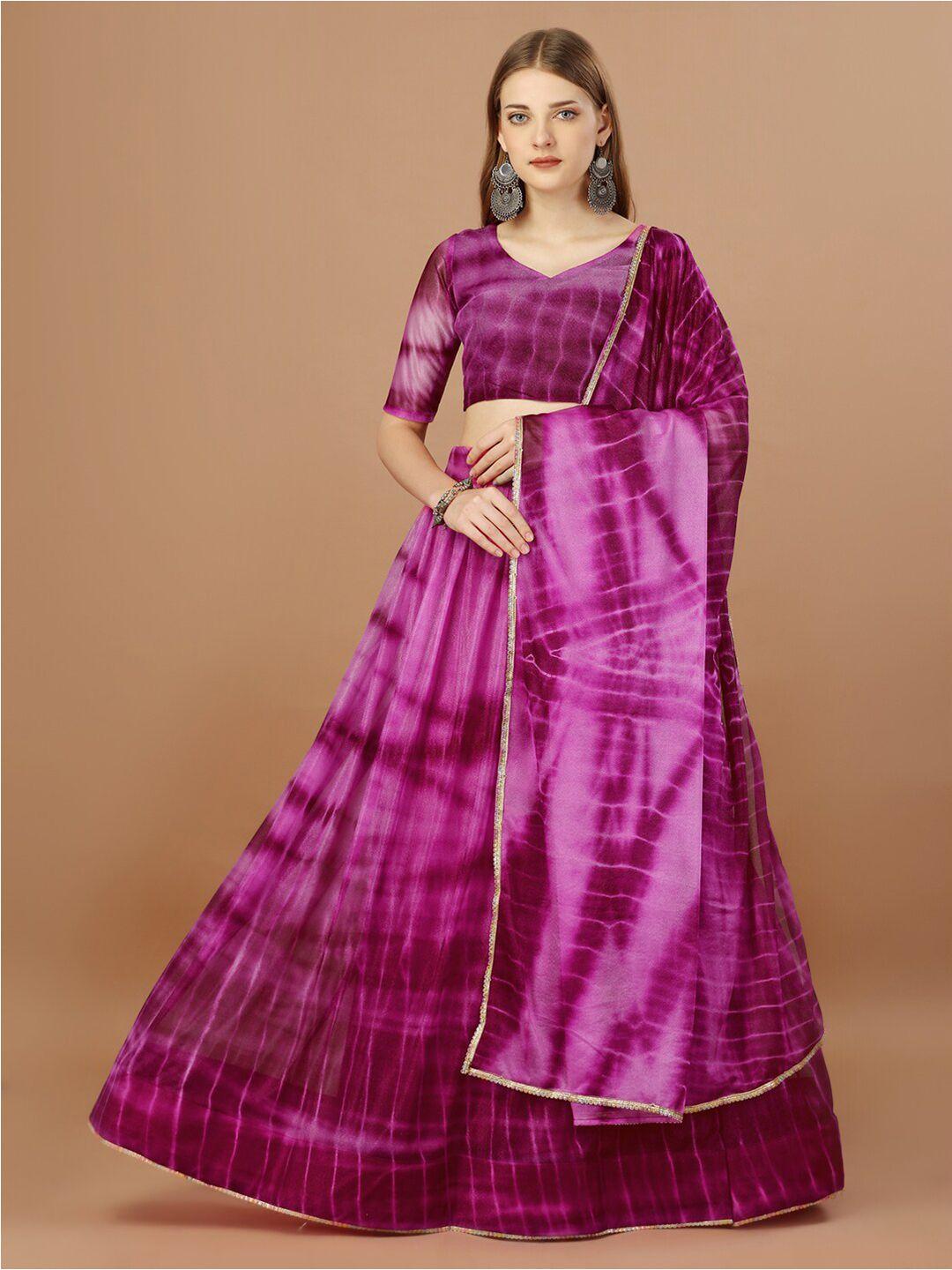 amrutam fab pink & gold-toned dyed semi-stitched lehenga & unstitched blouse with dupatta