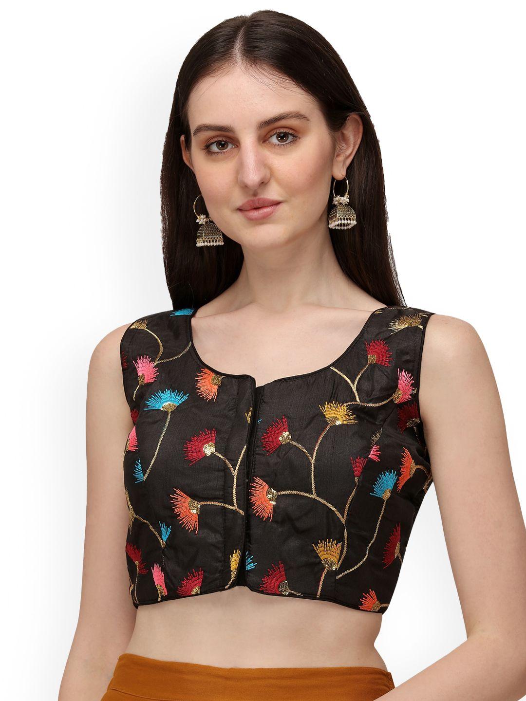 amrutam fab sequined embroidered silk saree blouse