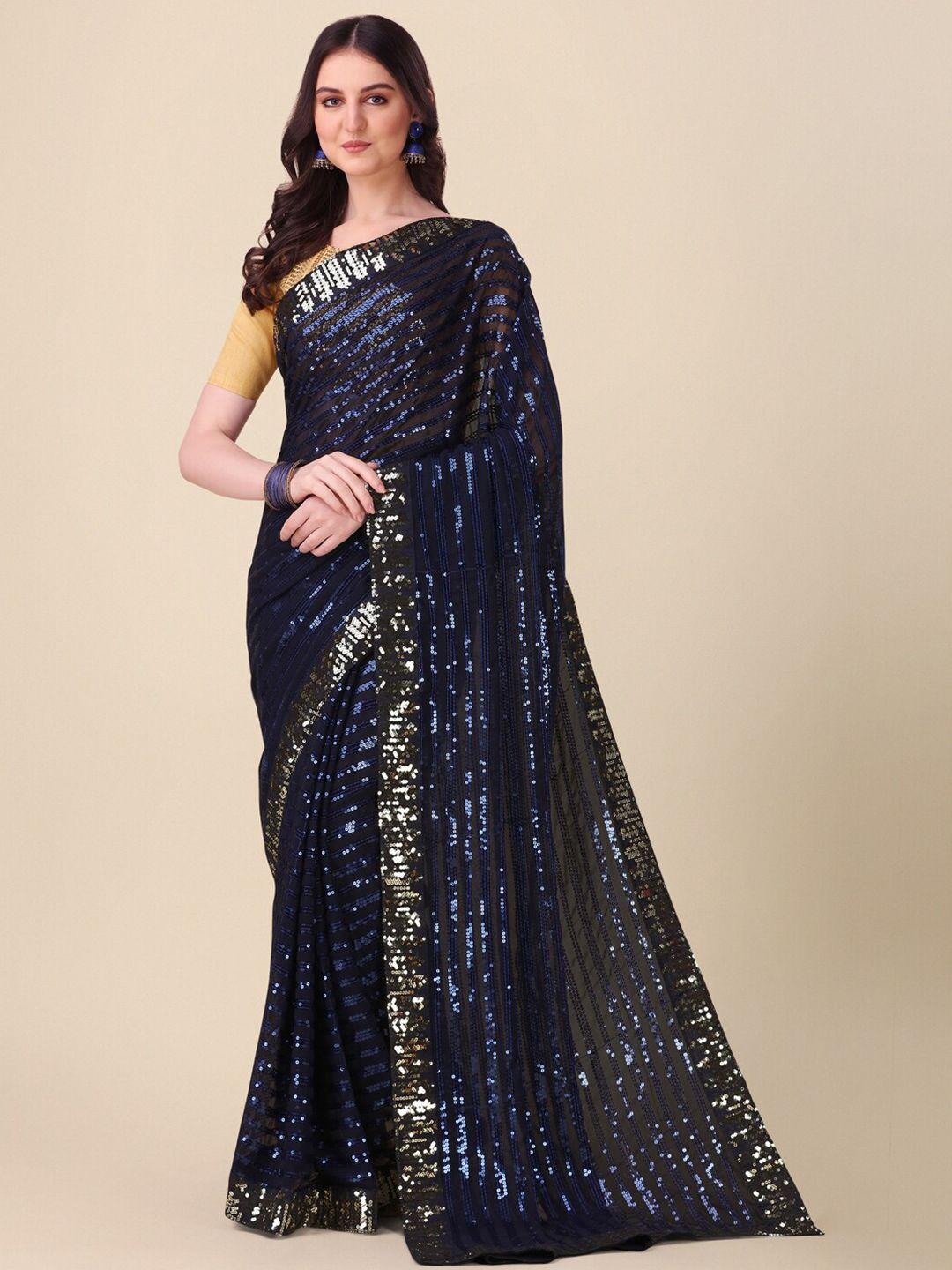 amrutam fab sequinned pure georgette saree