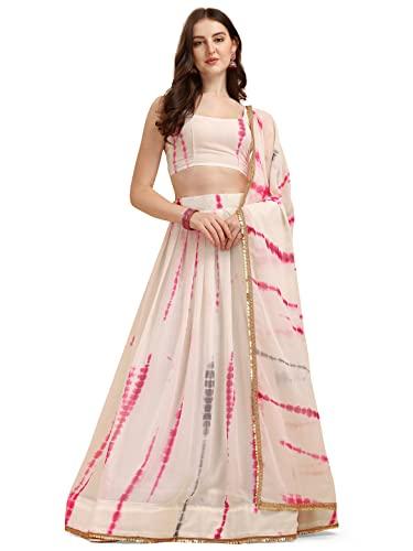 amrutam fab women's georgette semi-stitched lehenga choli (af-lc-3040-white & pink-white and free size)