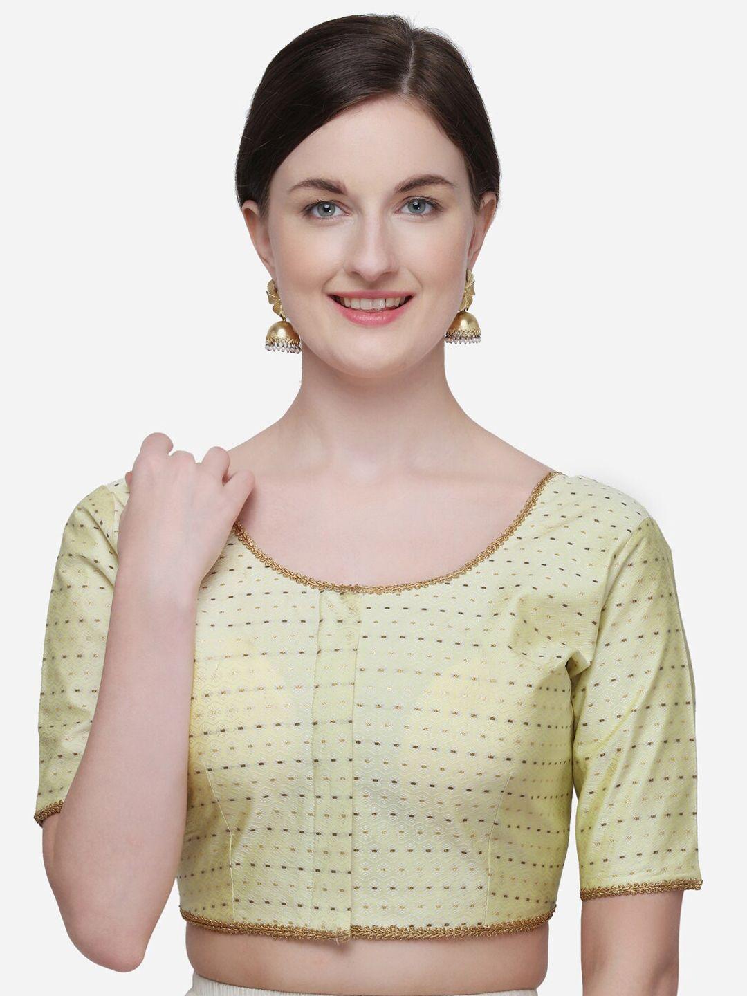 amrutam fab women off white woven design saree blouse