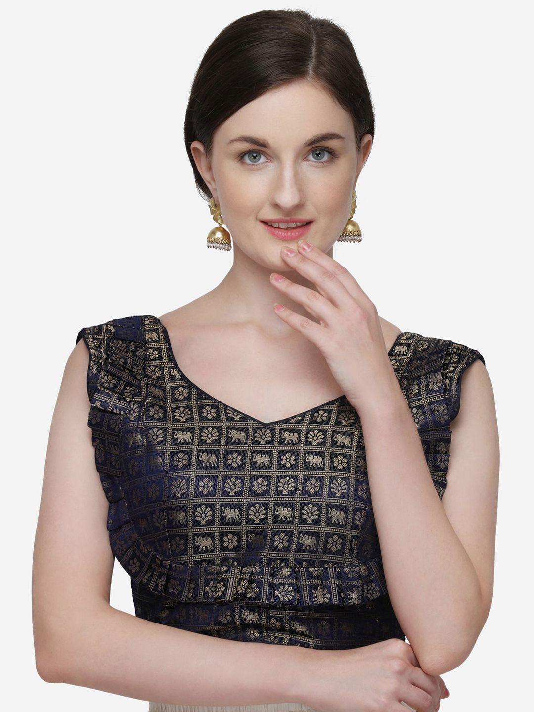 amrutam fab woven-design saree blouse