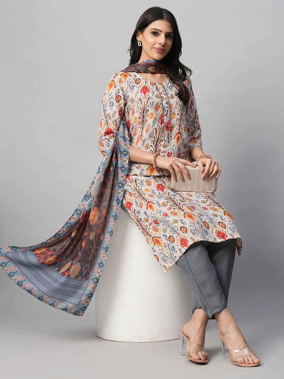 amrutvarsha creation ethnic motifs printed pure cotton kurta with trousers &  dupatta