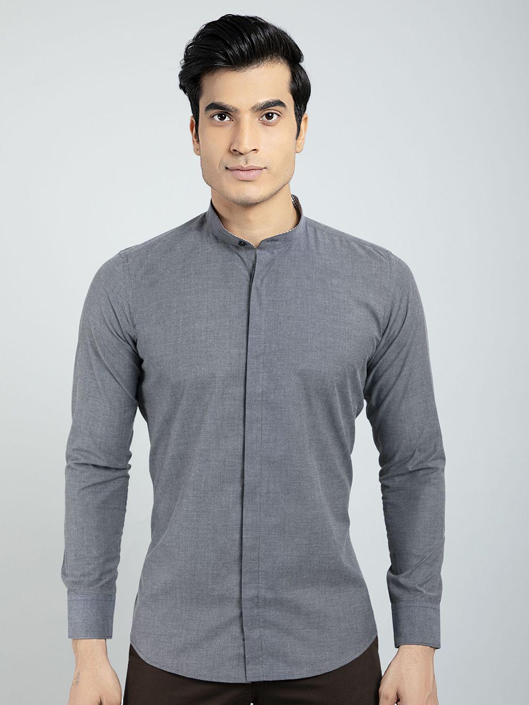 amrutvarsha creation men grey solid formal shirt