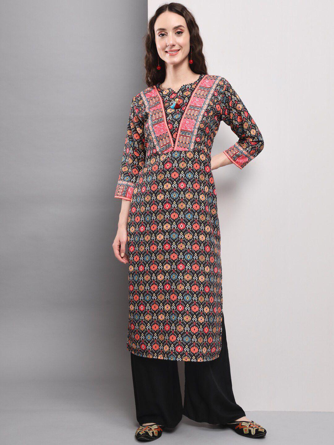 amrutvarsha creation printed geometric straight kurta