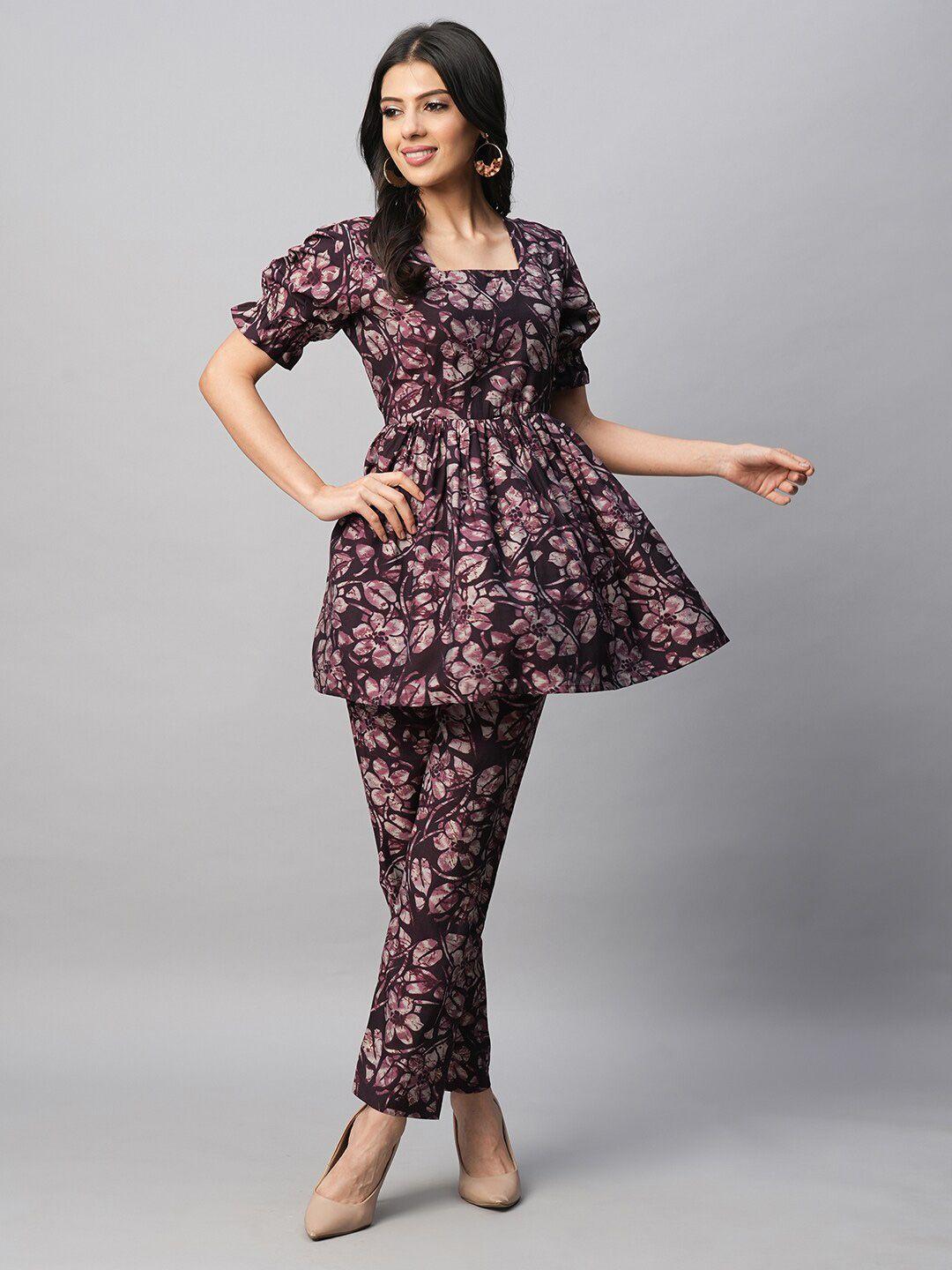 amrutvarsha creation printed tunic with trousers co-ords