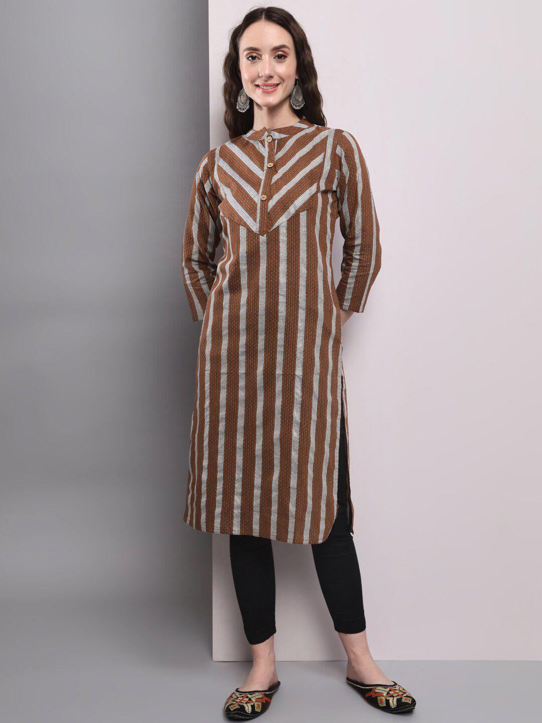 amrutvarsha creation striped straight kurta