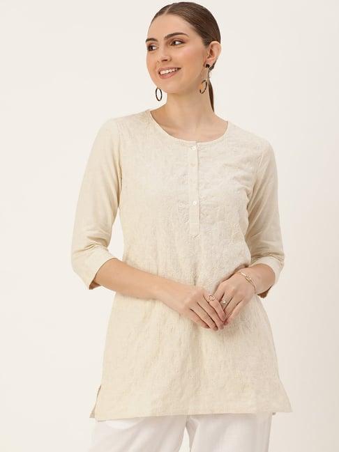 amukti beige embroidered tunic