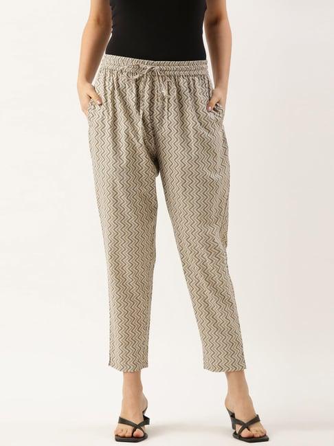 amukti beige printed pants