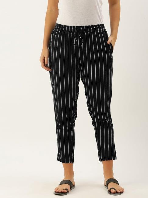 amukti black & white striped pants