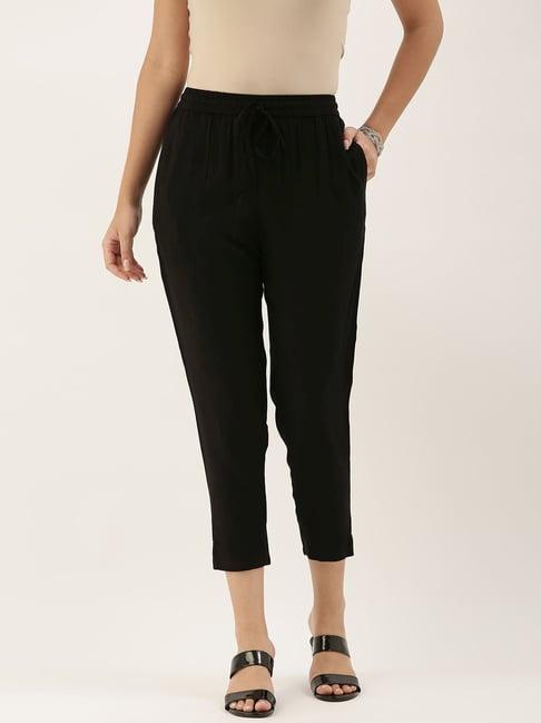 amukti black mid rise pants