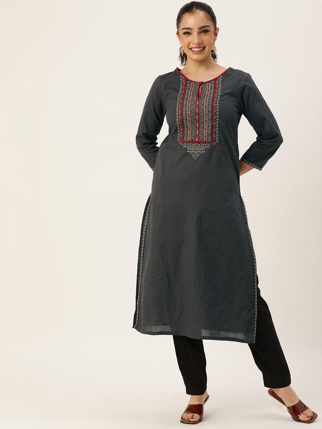 amukti ethnic motifs embroidered mirror work kurta