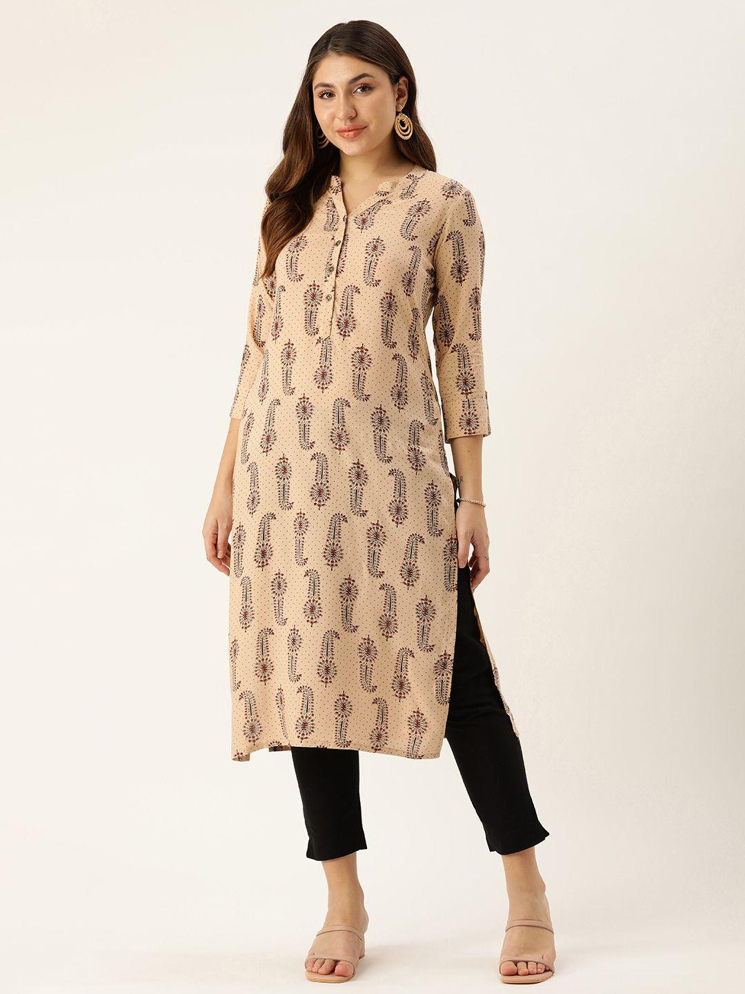 amukti ethnic motifs printed mandarin collar kurta