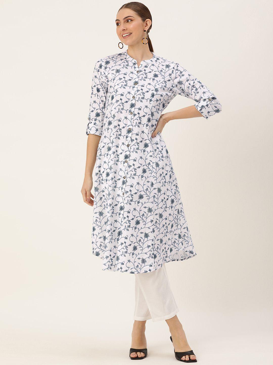 amukti floral printed mandarin collar kurta