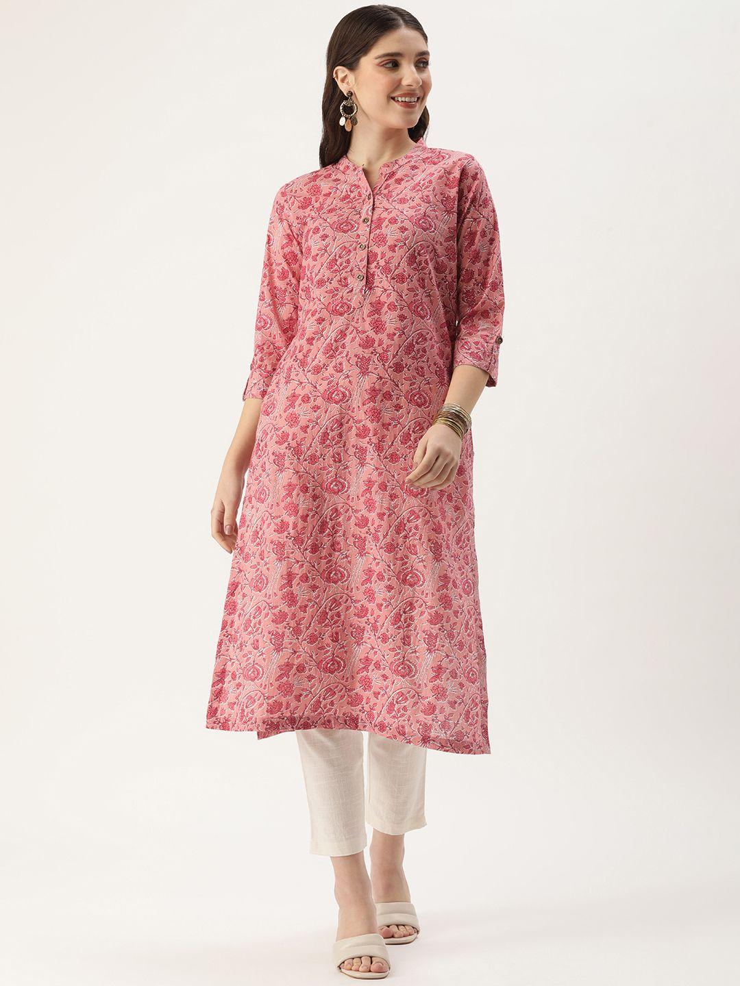 amukti floral printed mandarin collar kurta