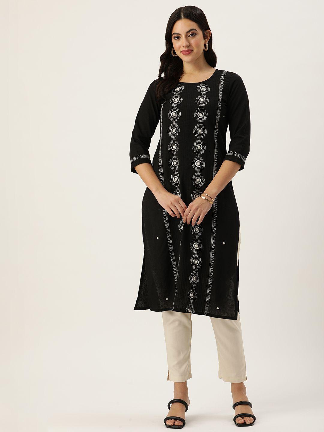 amukti geometric embroidered panelled thread work kurta