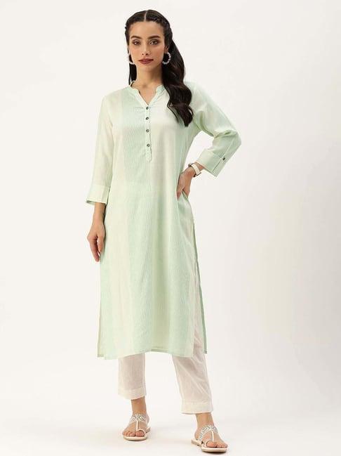 amukti green printed straight kurta