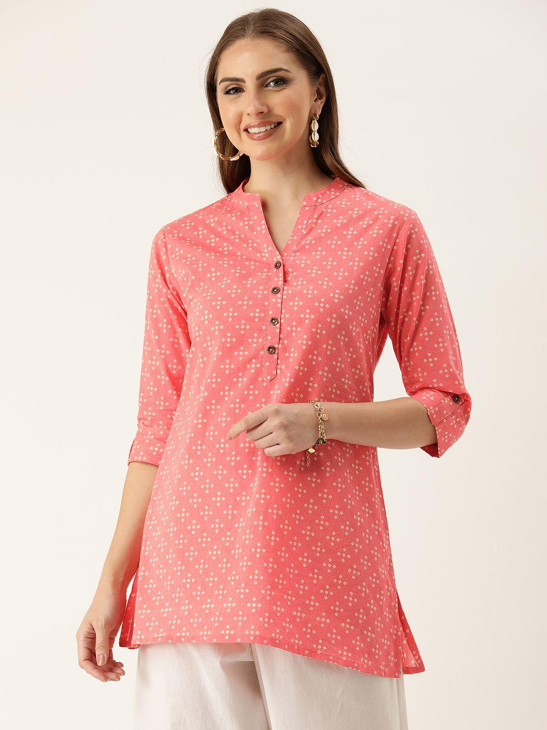 amukti mandarin collar printed ethnic tunic