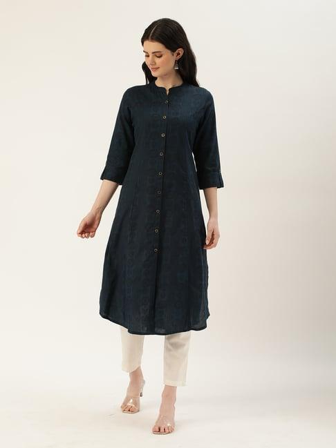 amukti navy printed a line kurta