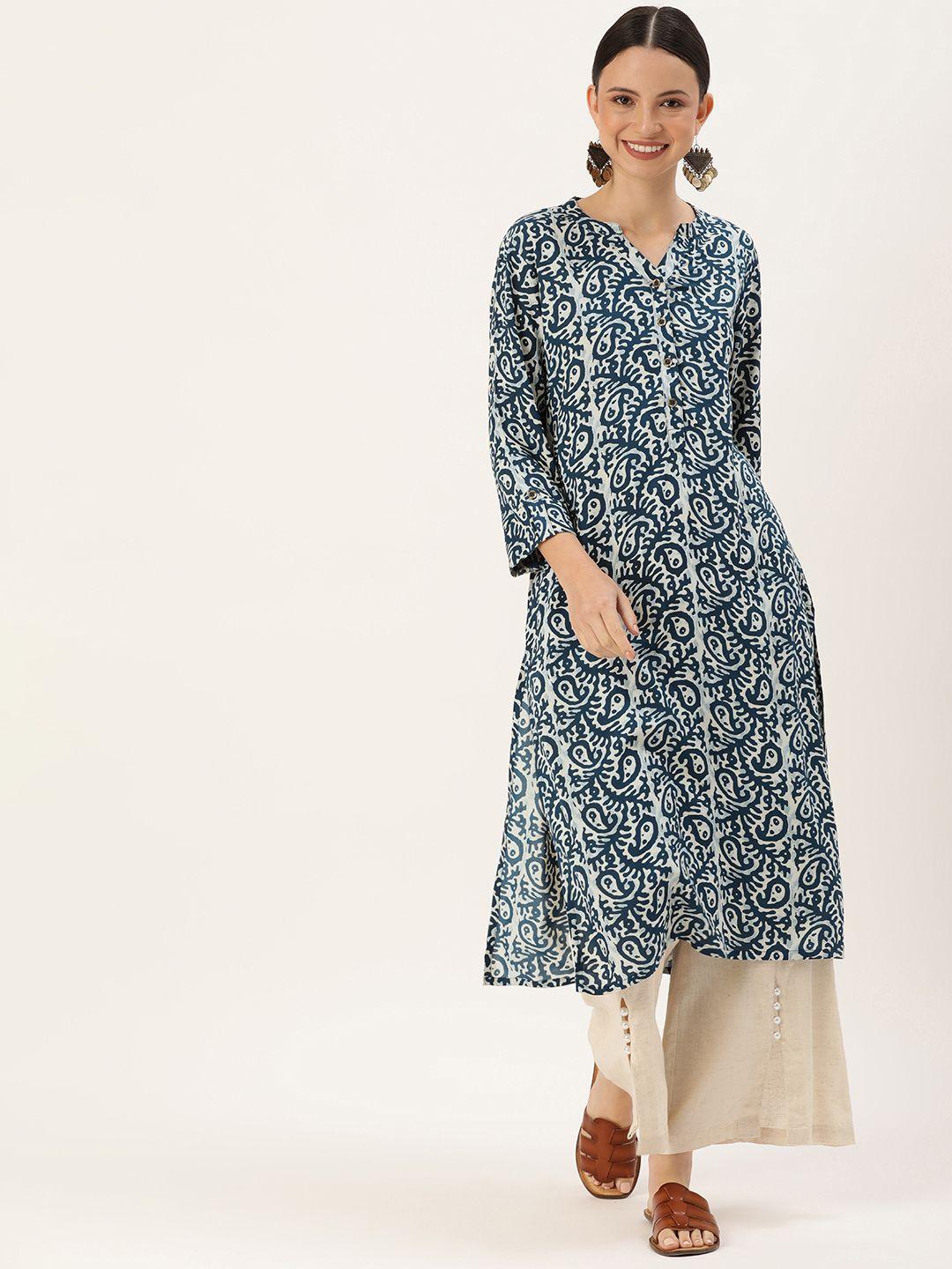 amukti paisley printed mandarin collar kurta