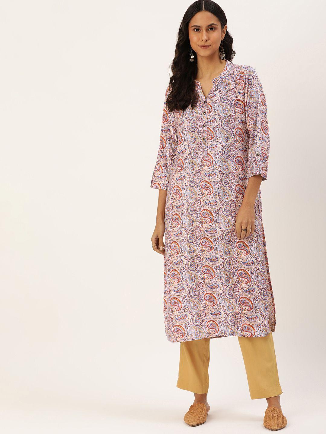 amukti paisley printed mandarin collar kurta