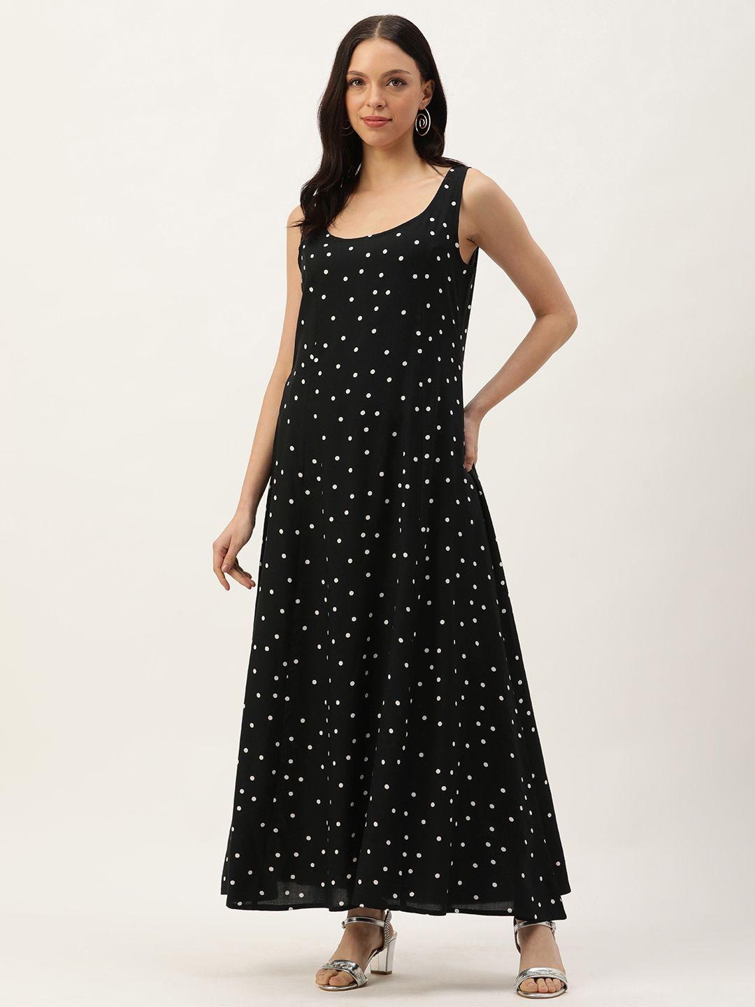 amukti polka dots printed maxi dress