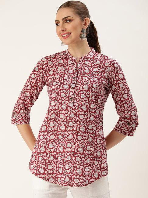 amukti red printed tunic