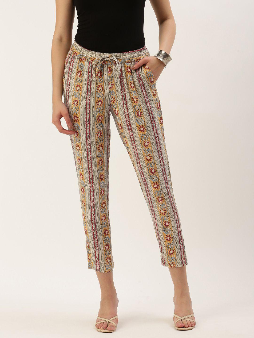 amukti triped pencil culottes trousers