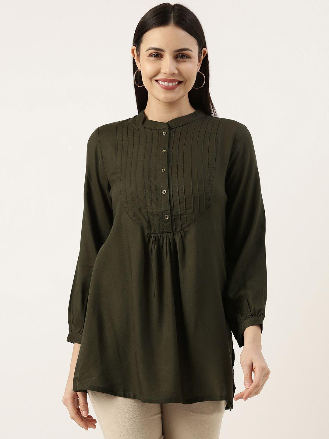 amukti viscose rayon mandarin collar tunic