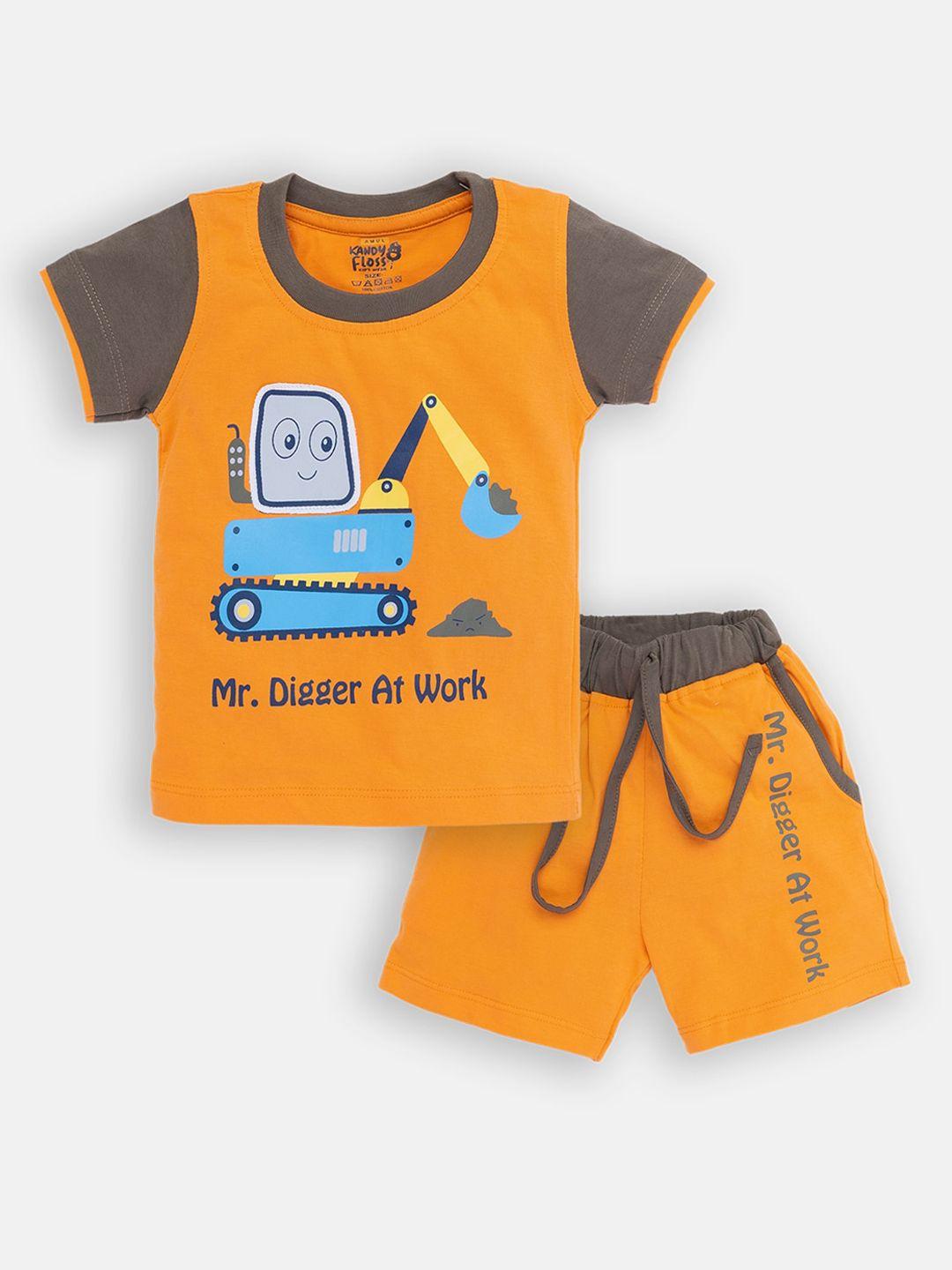 amul kandyfloss boys orange clothing set