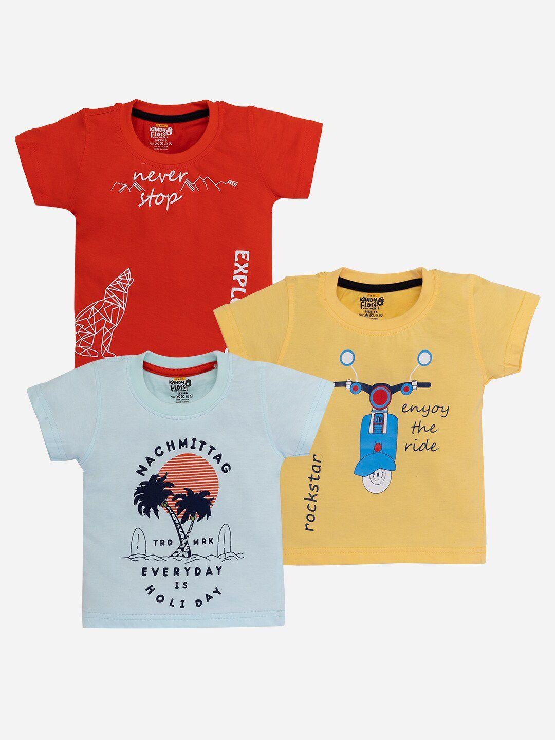 amul kandyfloss boys pack of 3 graphic printed pure cotton t-shirt