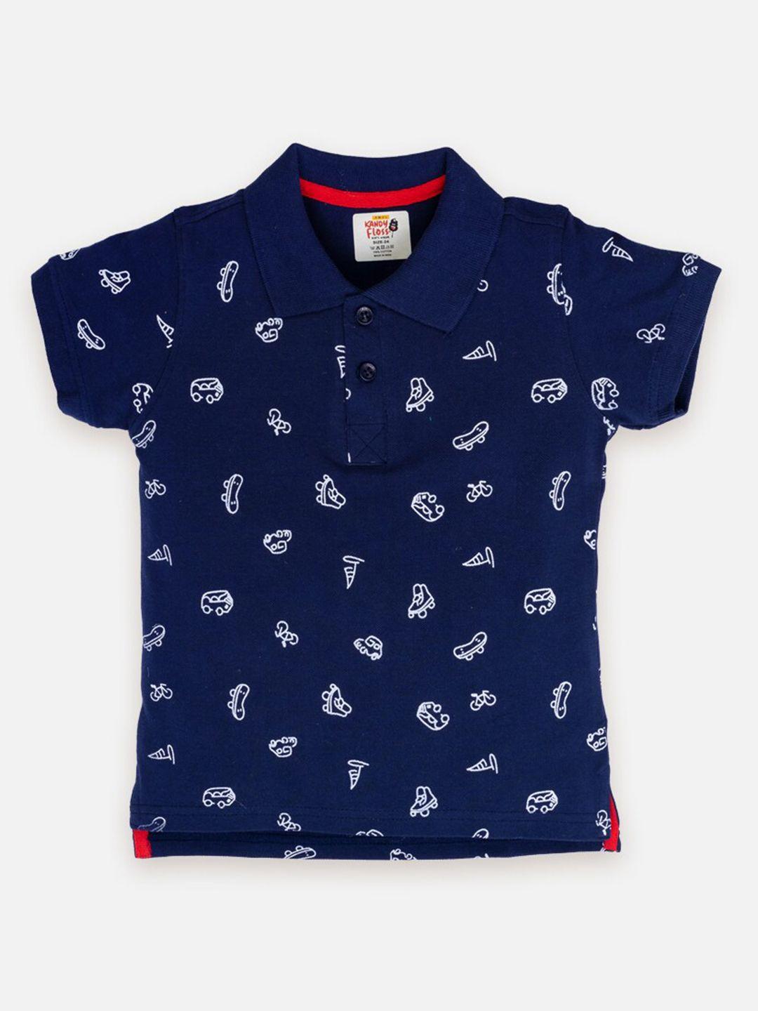 amul kandyfloss kids conversational printed polo collar pure cotton t-shirt