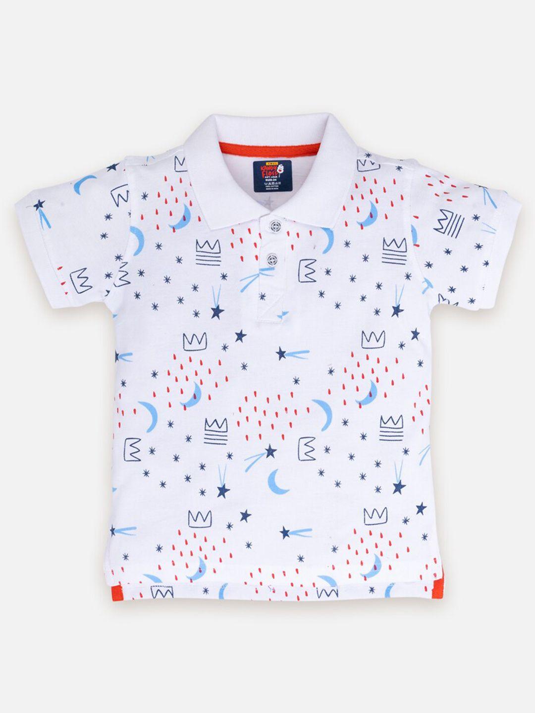amul kandyfloss kids conversational printed polo collar pure cotton t-shirt