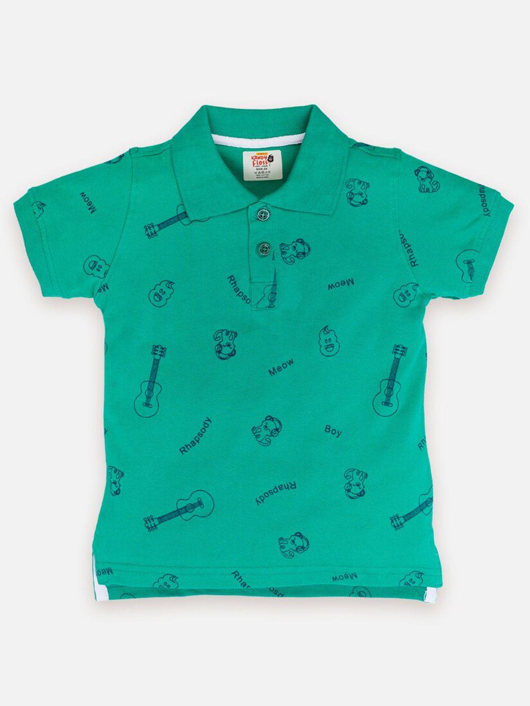 amul kandyfloss kids conversational printed polo collar pure cotton t-shirt