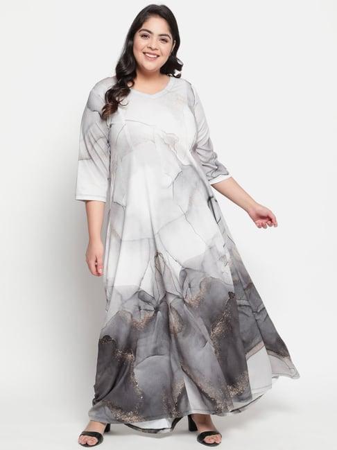 amydus grey & white printed dress