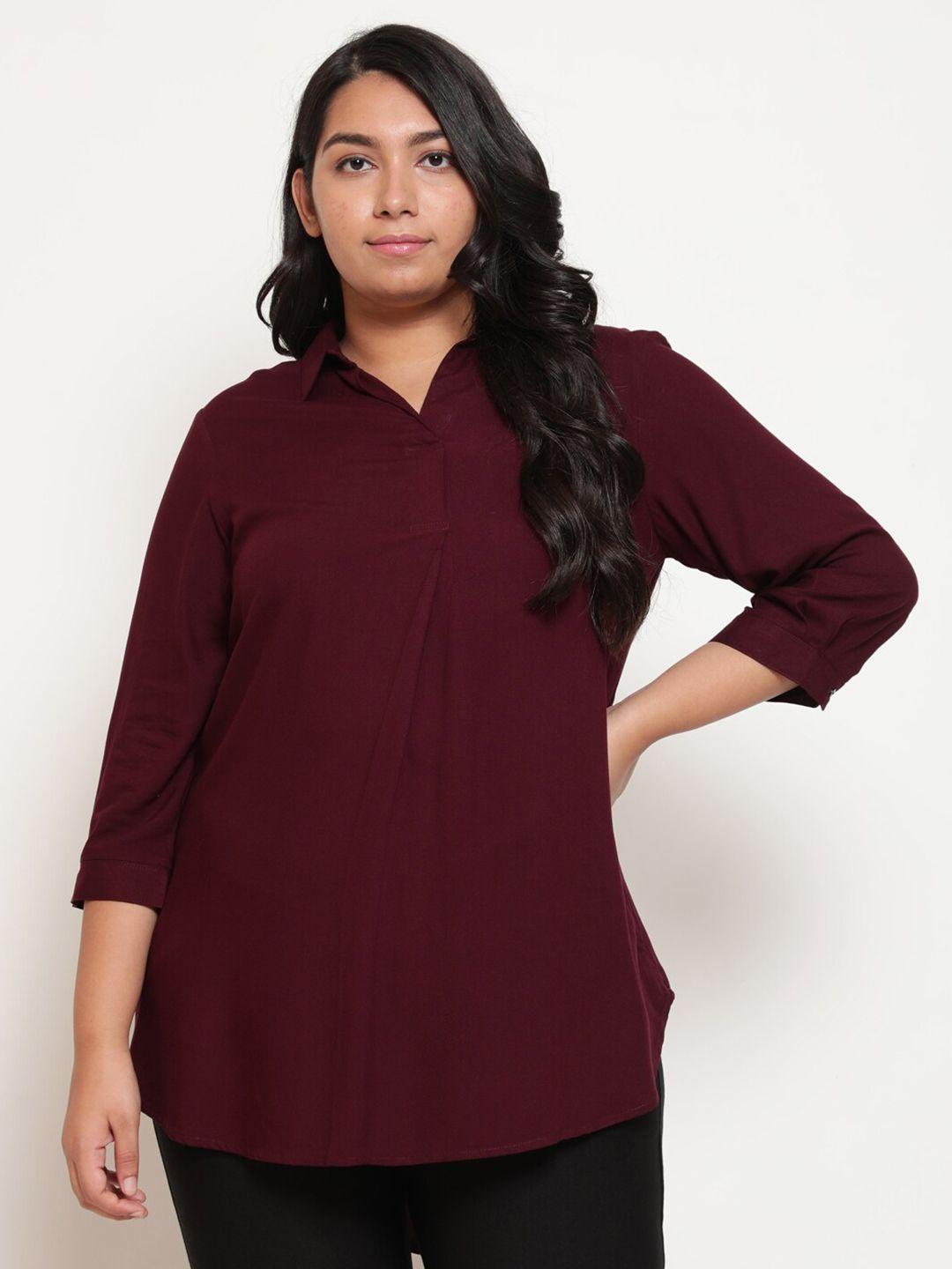 amydus plus size women maroon shirt style top
