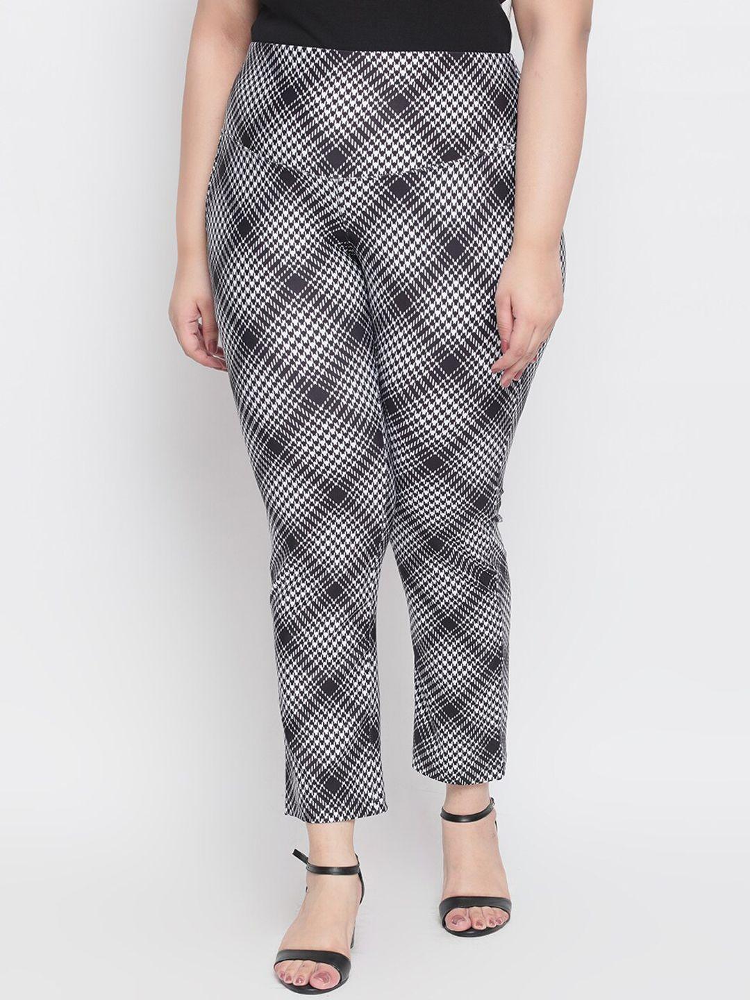 amydus women black printed straight fit trousers