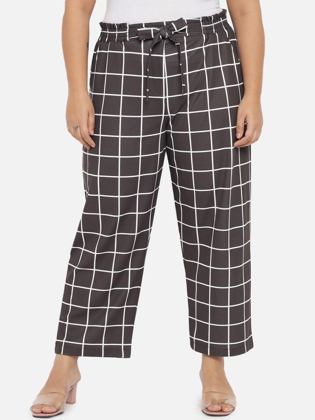 amydus women checked loose fit high-rise trousers