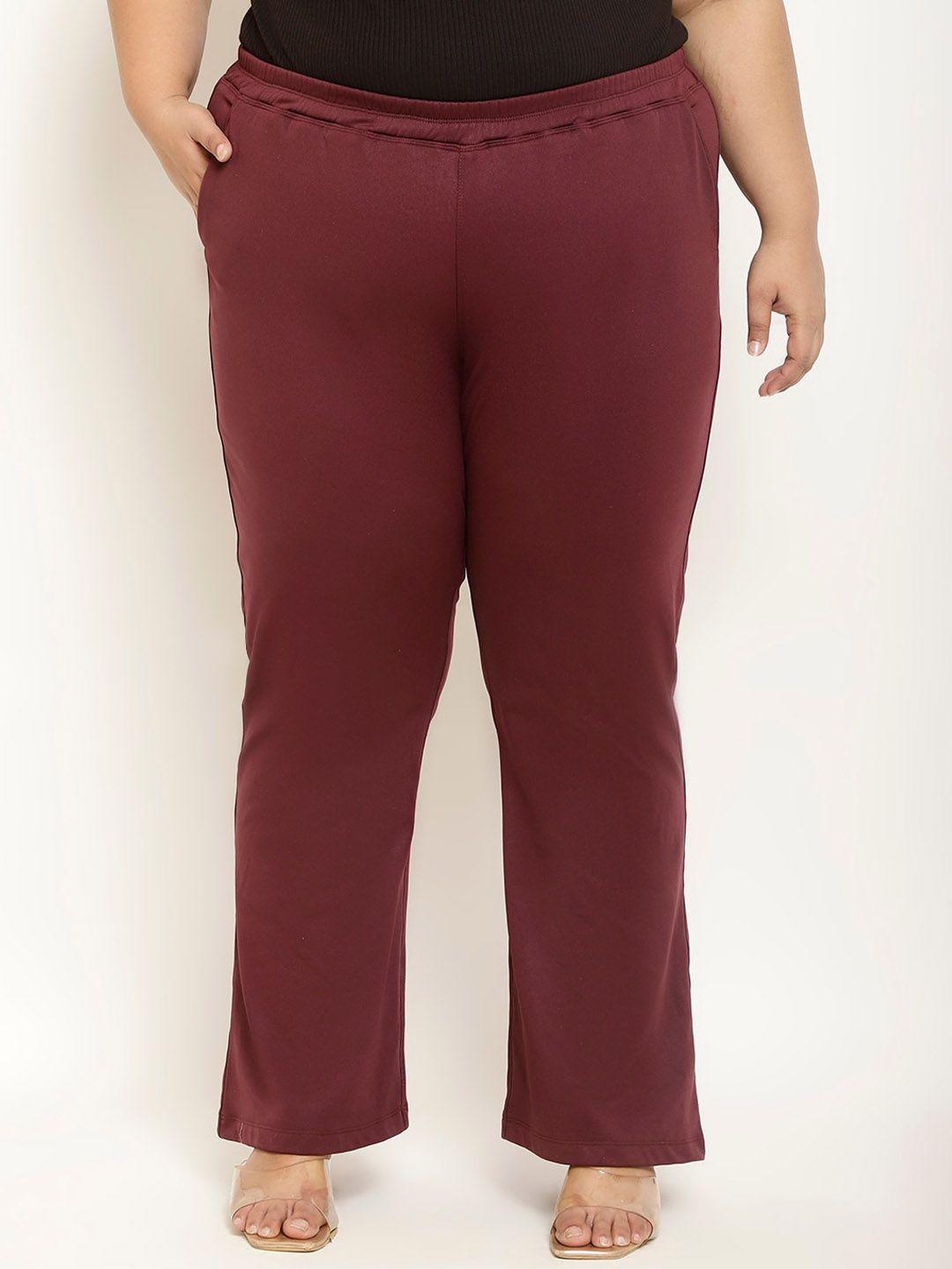 amydus women maroon high-rise trousers