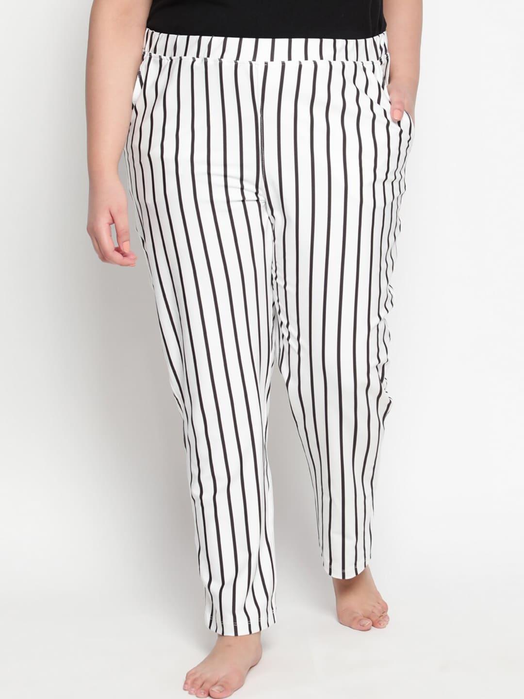 amydus women plus size black & white striped lounge pants