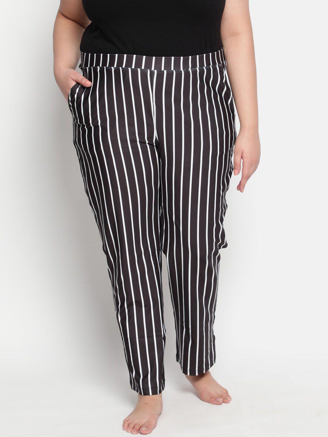 amydus women plus size black & white striped straight-fit lounge pants