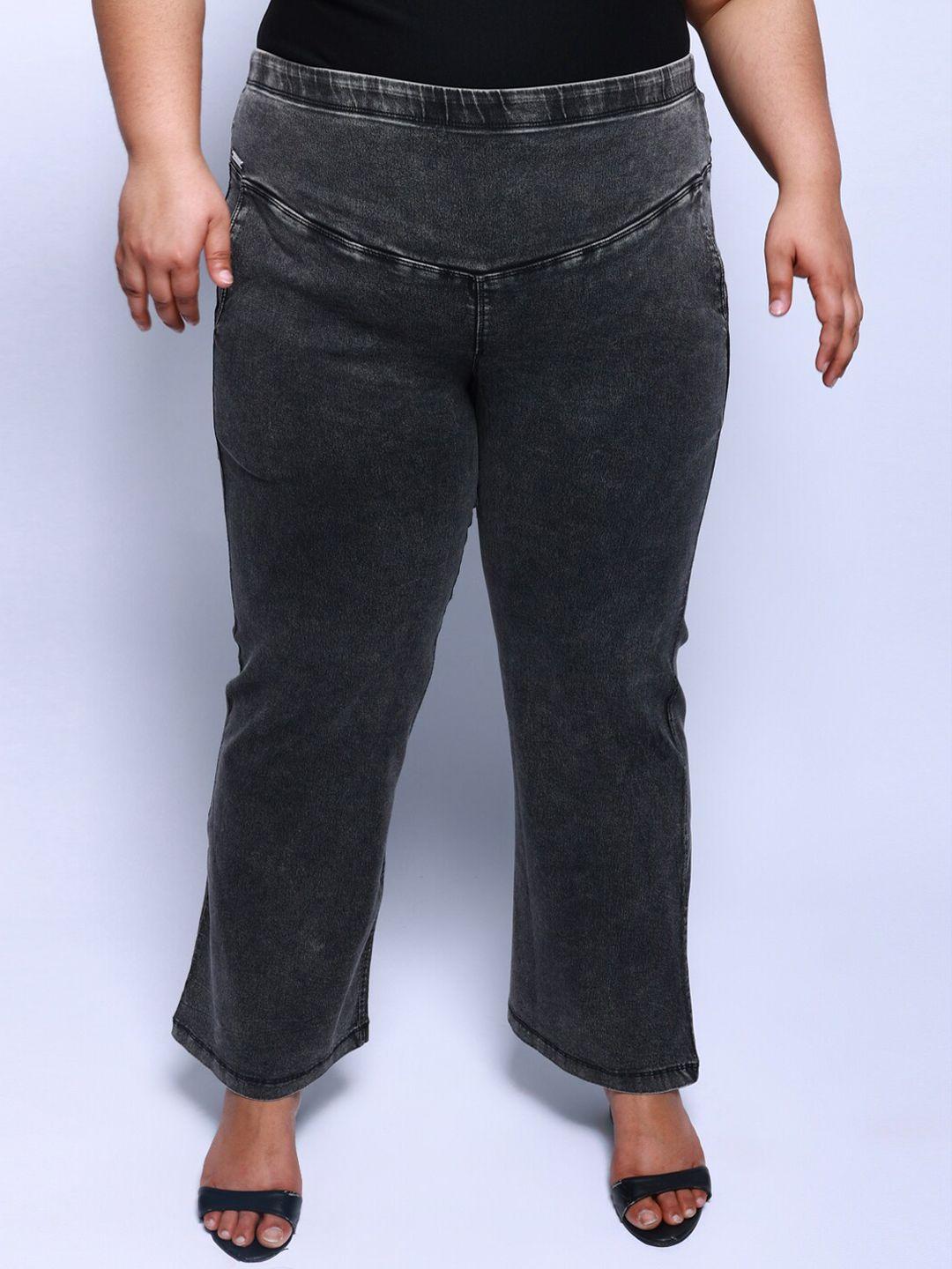 amydus women plus size bootcut high-rise light fade stretchable jeans