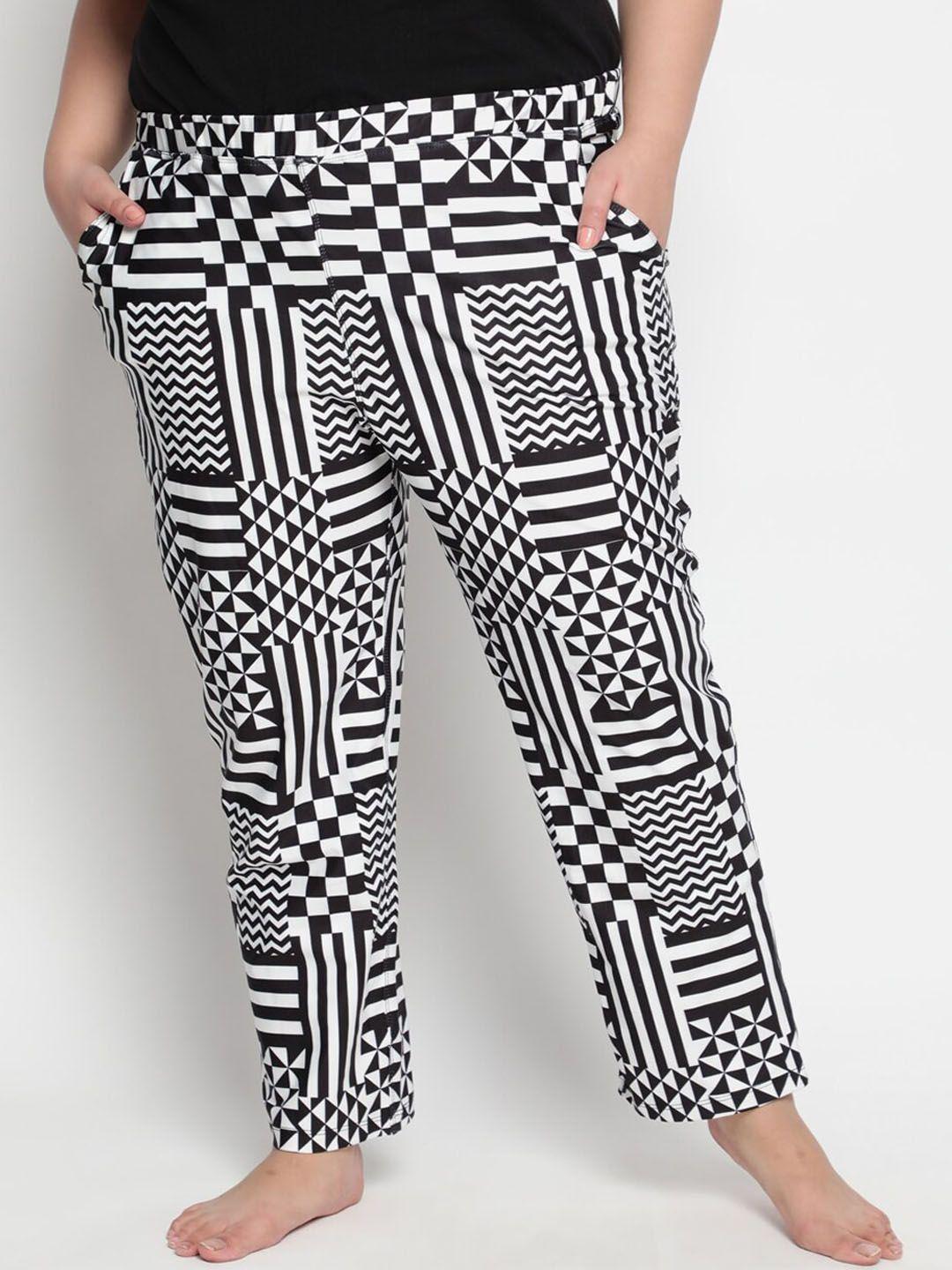 amydus women plus size geometric printed high-rise slip-on lounge pants