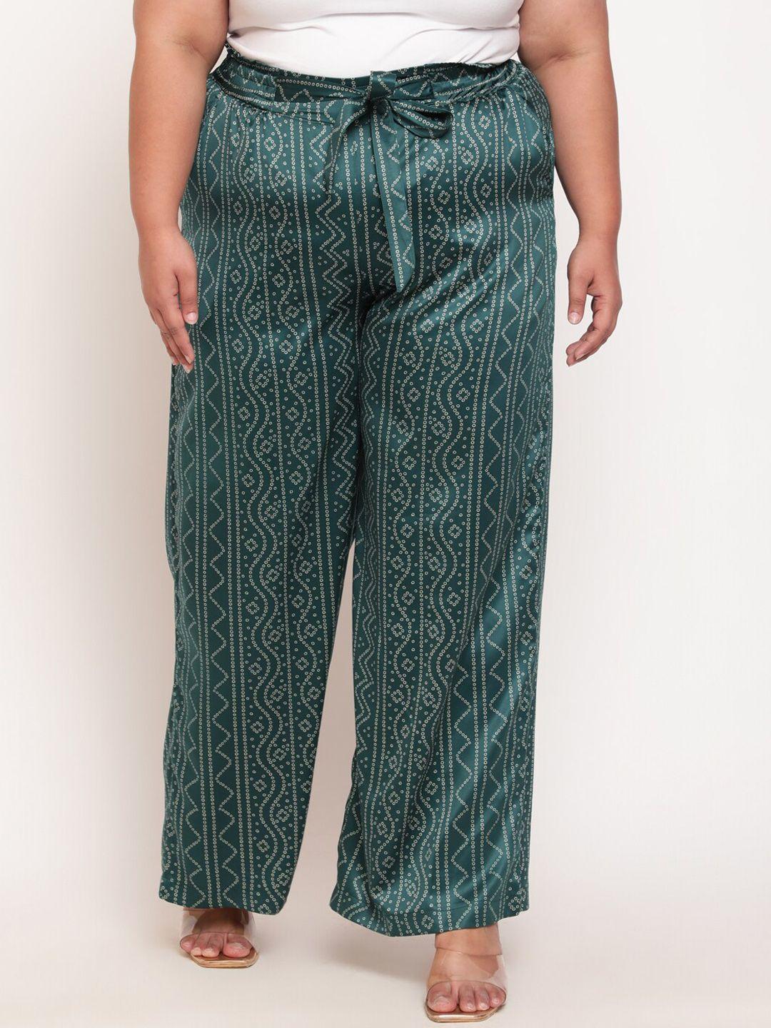 amydus women plus size green printed high-rise trouser